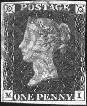 Первая английская почтовая марка "Черный пенни"